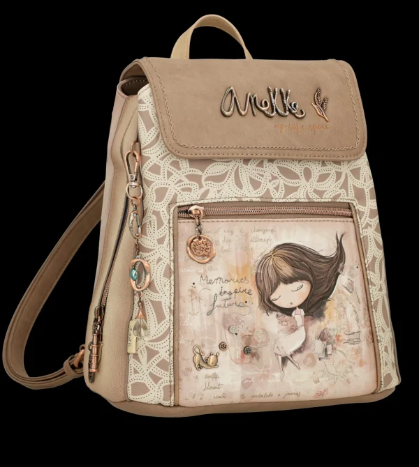 Fashion Zaino con chiusura a patta e dettagli floreali Donna Zaini