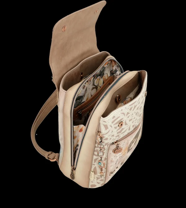 Fashion Zaino con chiusura a patta e dettagli floreali Donna Zaini